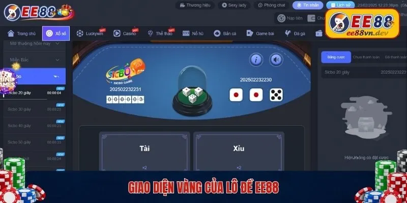 Giao diện vàng của Lô đề EE88